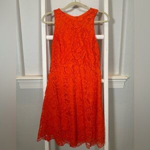 Sandro Paris Orange Lace Lined Dress